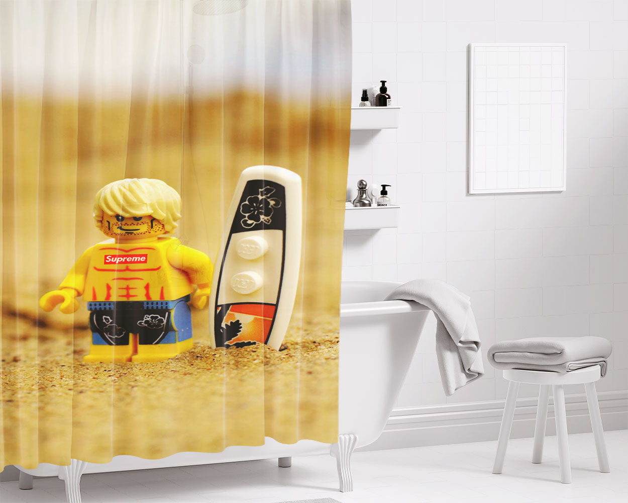 Supreme X Lego Bathroom Shower Curtain Fabric Waterproof | 66 X 72 Inch