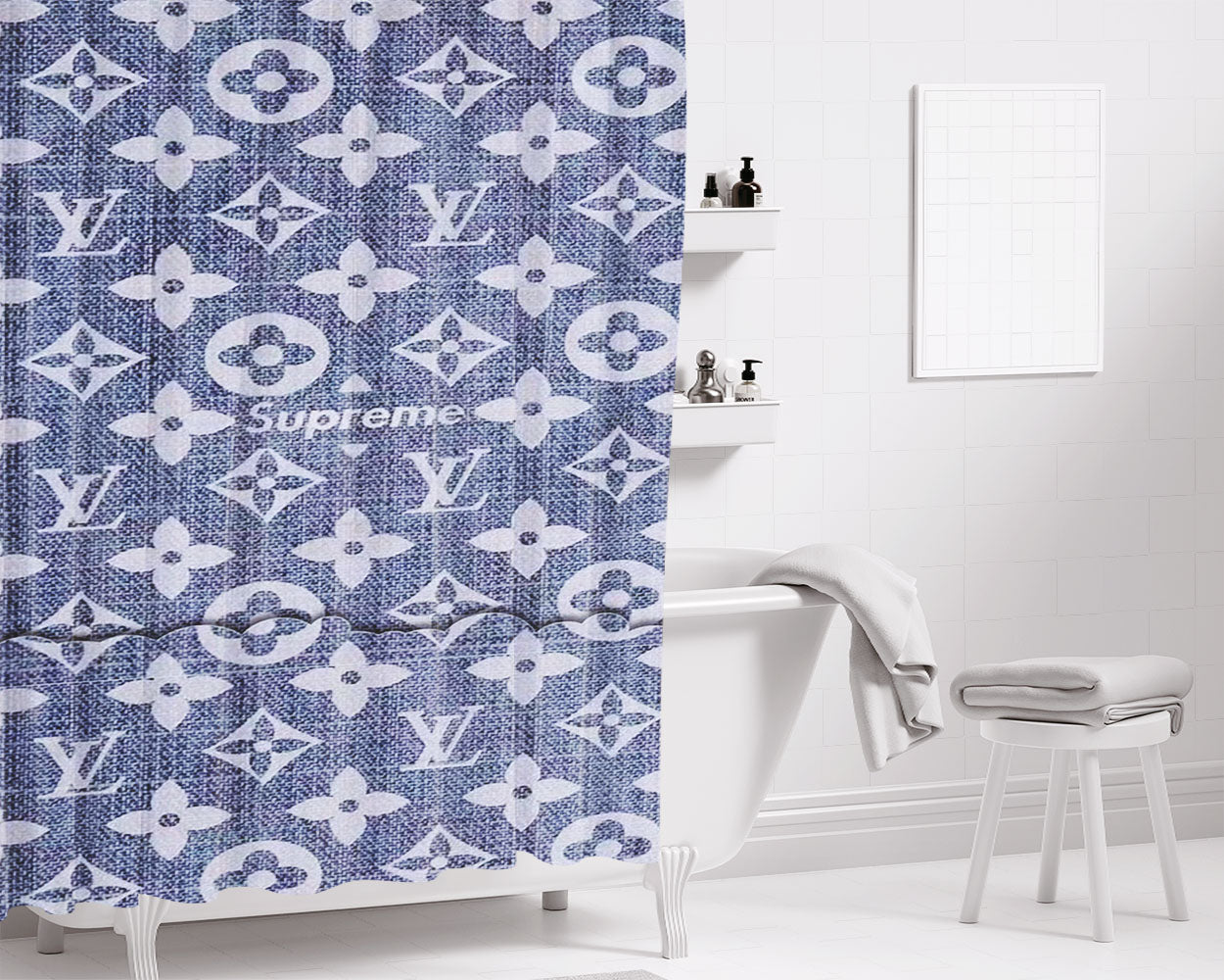 Supreme X Lv Pos Card Bathroom Shower Curtain Fabric Waterproof | 66 X 72 Inch