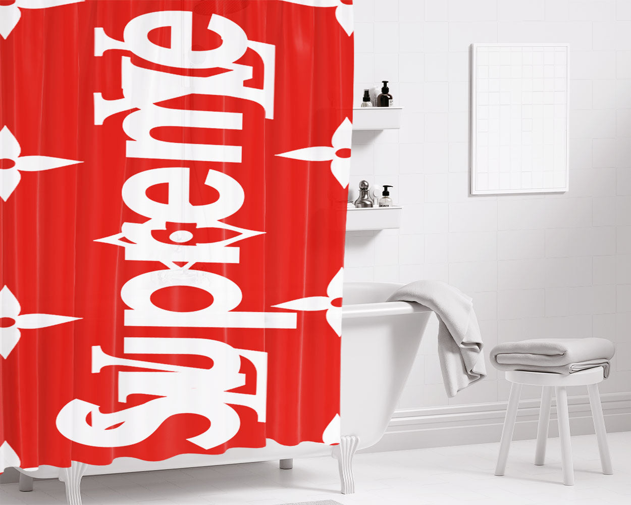 Supreme X Lv Bathroom Shower Curtain Fabric Waterproof | 66 X 72 Inch