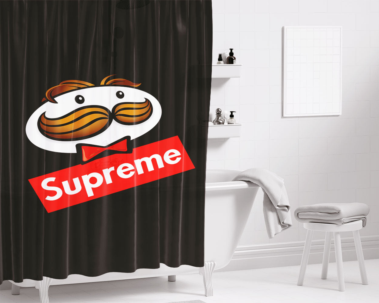 Supreme X Pringles Bathroom Shower Curtain Fabric Waterproof | 66 X 72 Inch