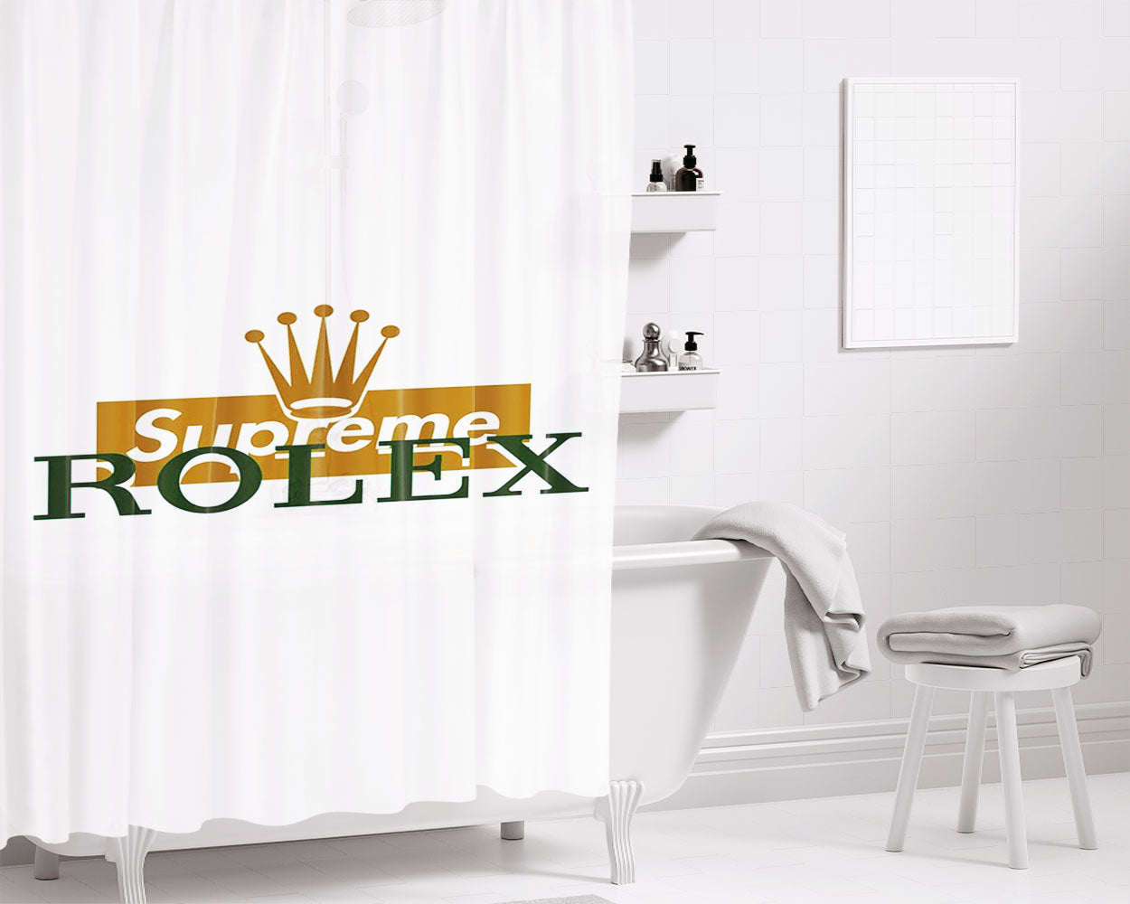 Supreme X Rolex 2018 Bathroom Shower Curtain Fabric Waterproof | 66 X 72 Inch
