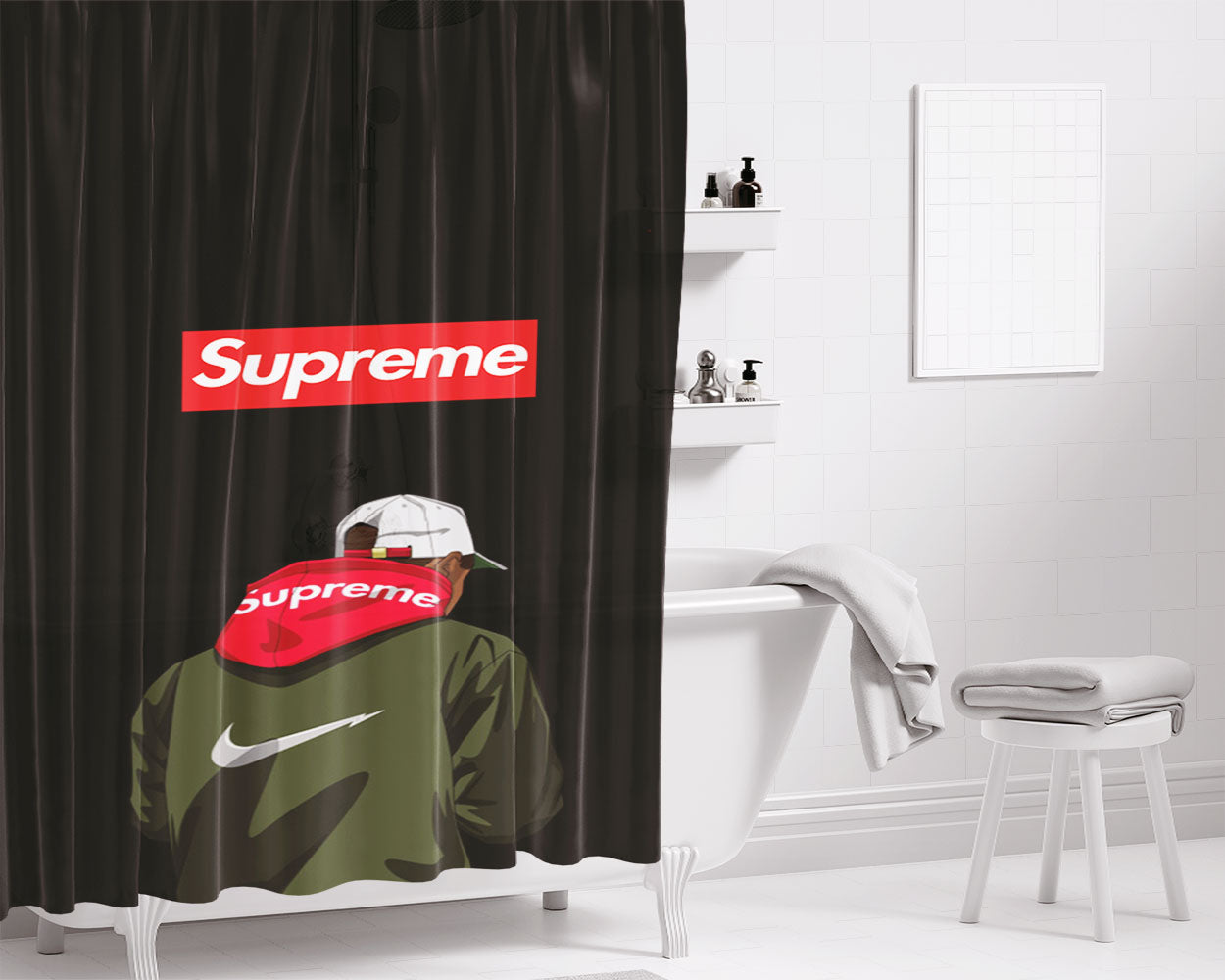 Supreme Yezzy Bathroom Shower Curtain Fabric Waterproof | 66 X 72 Inch