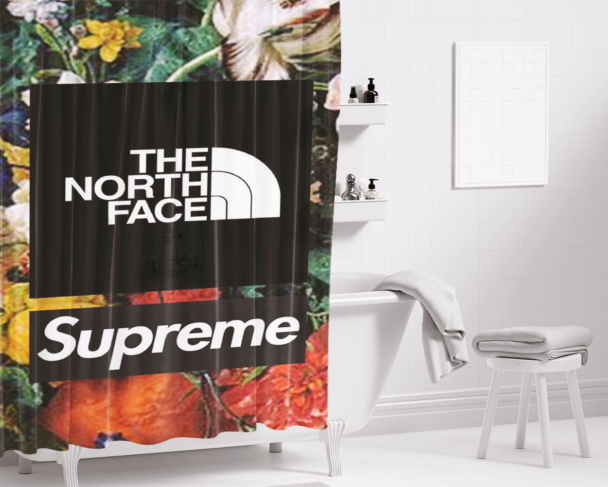 The North Face Supreme Bathroom Shower Curtain Fabric Waterproof | 66 X 72 Inch