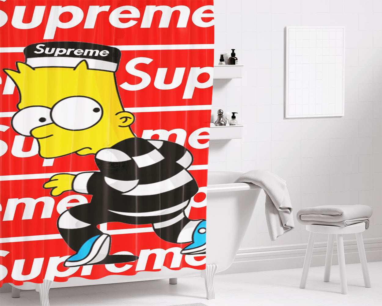 The Simpson Supreme Crime Bathroom Shower Curtain Fabric Waterproof | 66 X 72 Inch