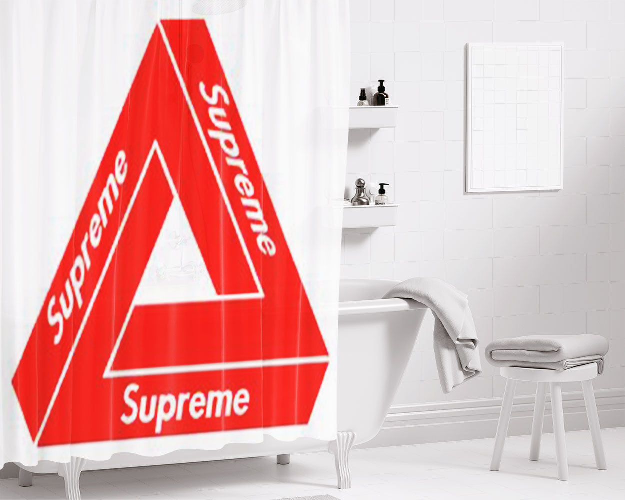 Triangle Palace X Supreme Bathroom Shower Curtain Fabric Waterproof | 66 X 72 Inch