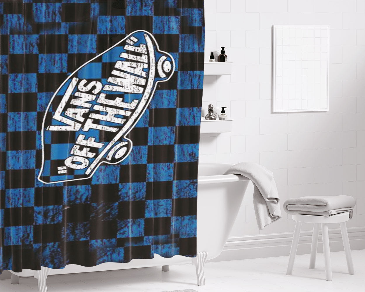 Vans Off The Wall Skate Shoes Bathroom Shower Curtain Fabric Waterproof | 66 X 72 Inch