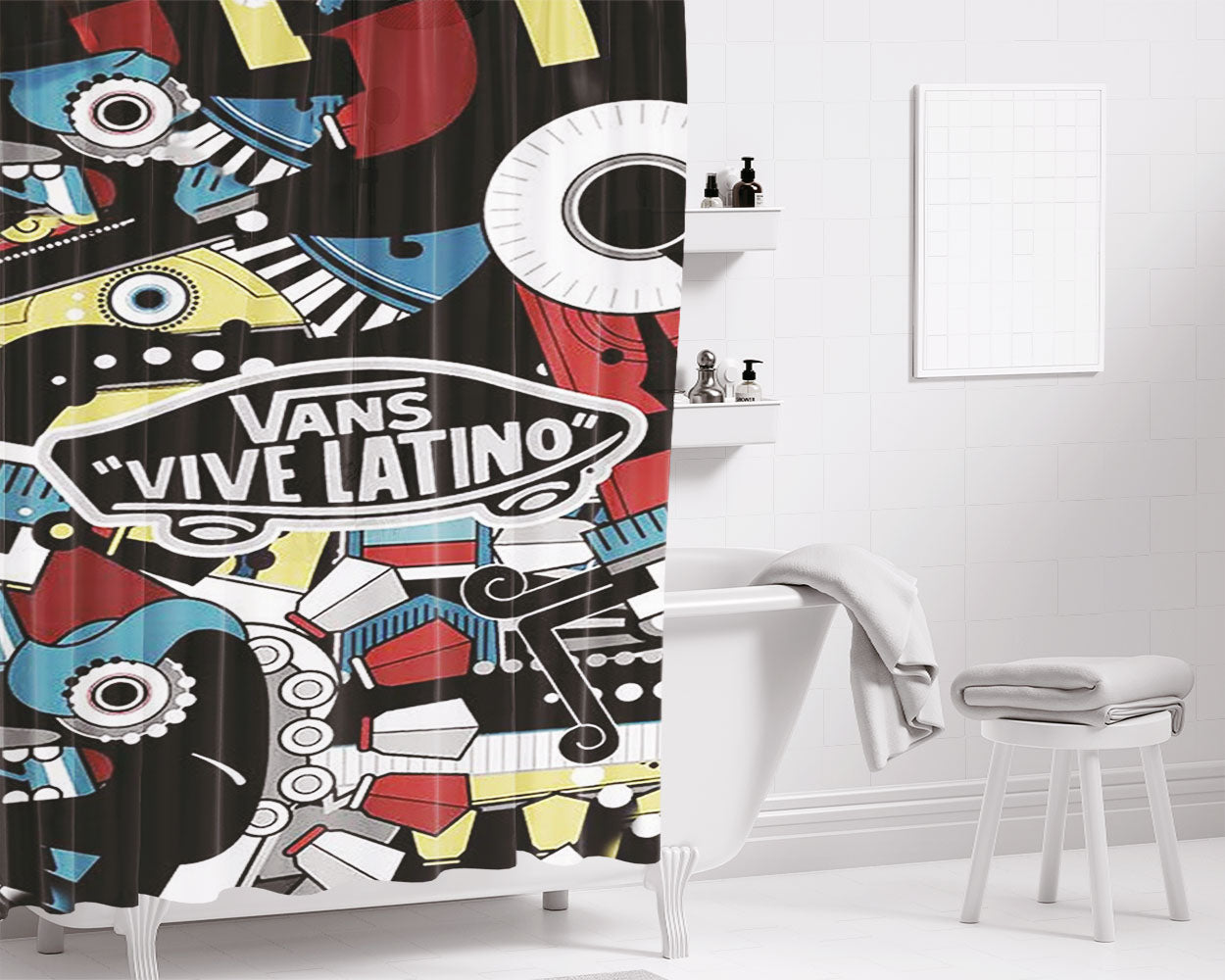 Vans Off The Wall Vive Bathroom Shower Curtain Fabric Waterproof | 66 X 72 Inch