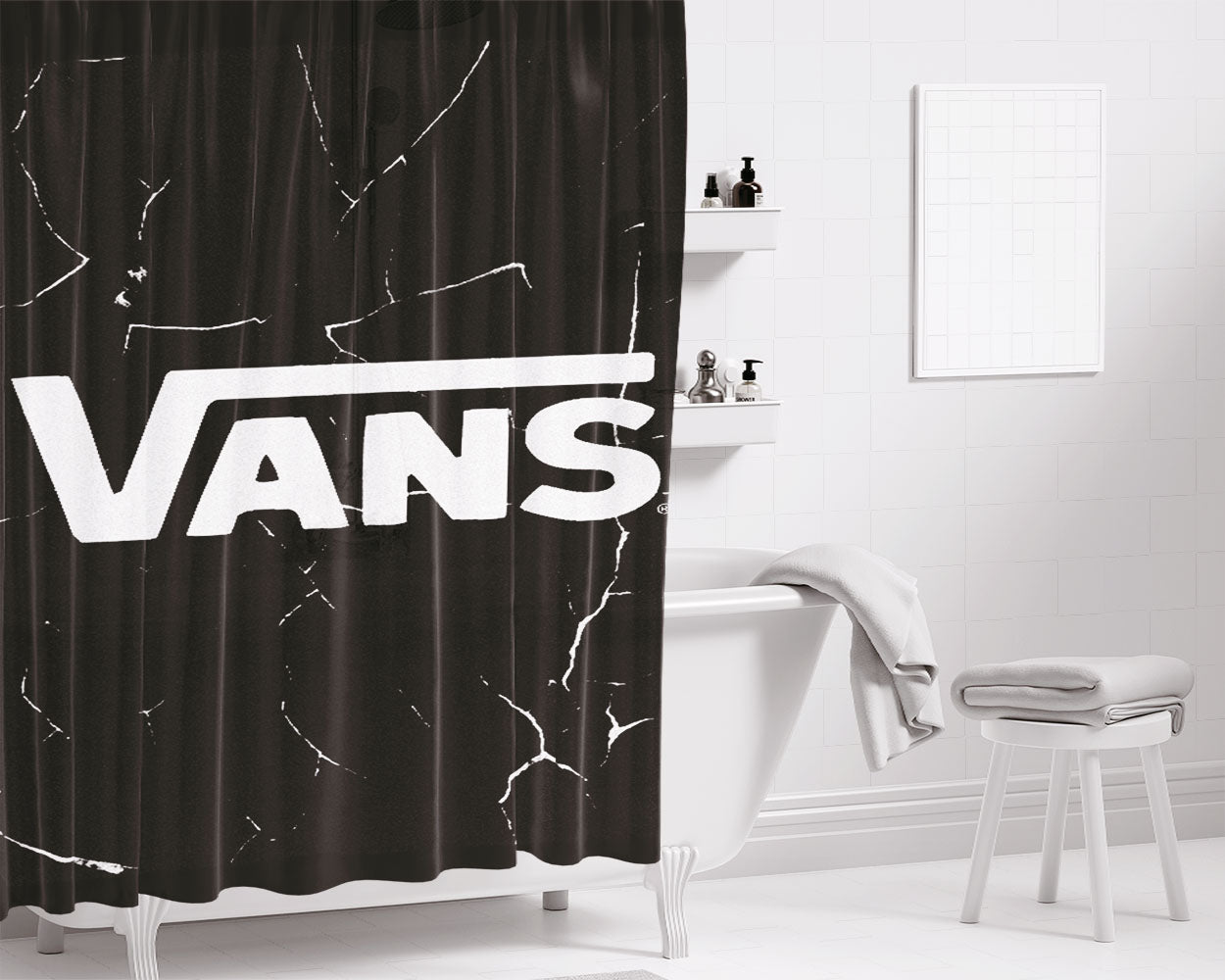 Vans Off The Wall Wallpaper Bathroom Shower Curtain Fabric Waterproof | 66 X 72 Inch