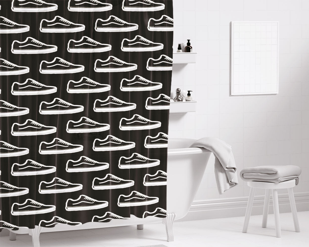Vans Shoes Pattern Art Bathroom Shower Curtain Fabric Waterproof | 66 X 72 Inch