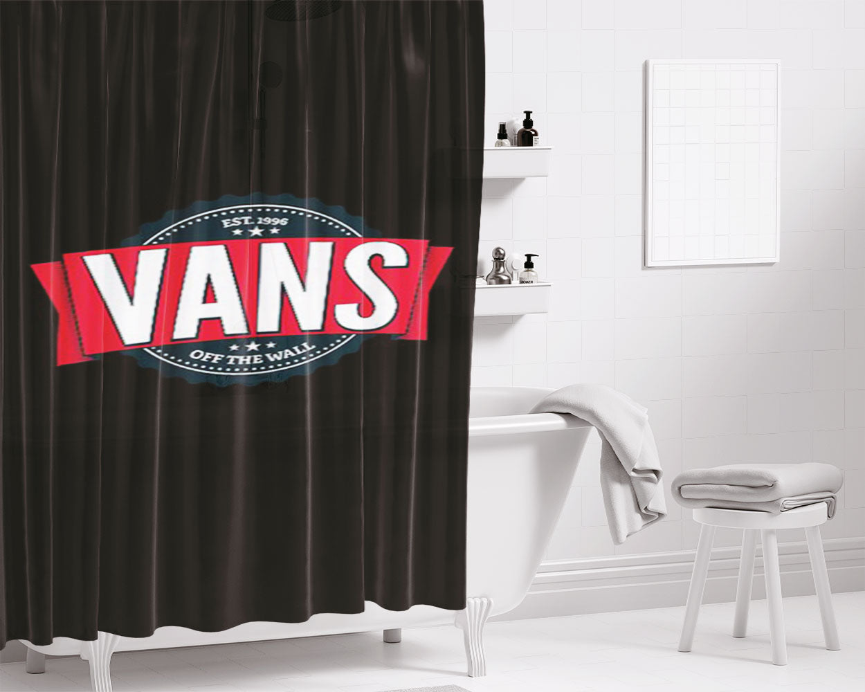 Vans Vintage Logo Bathroom Shower Curtain Fabric Waterproof | 66 X 72 Inch