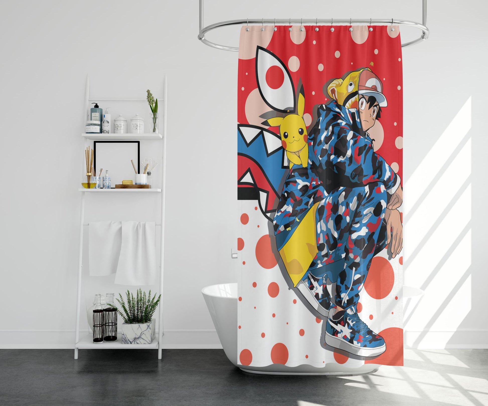 Bape Supreme Pikachu Shower Curtain Farmhouse Bathroom Decor