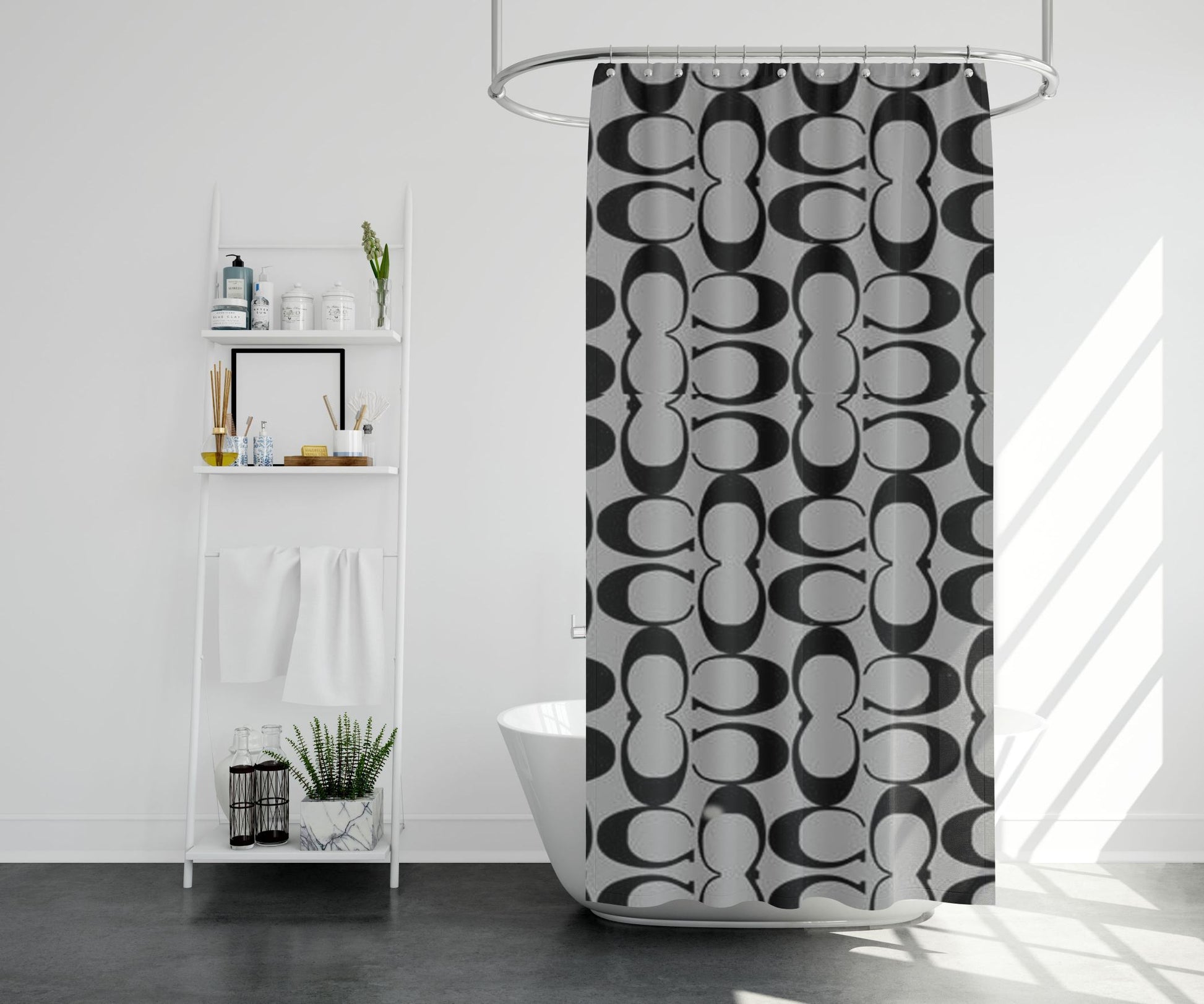 Coach Silver Shower Curtain Farmhouse Bathroom Decor
