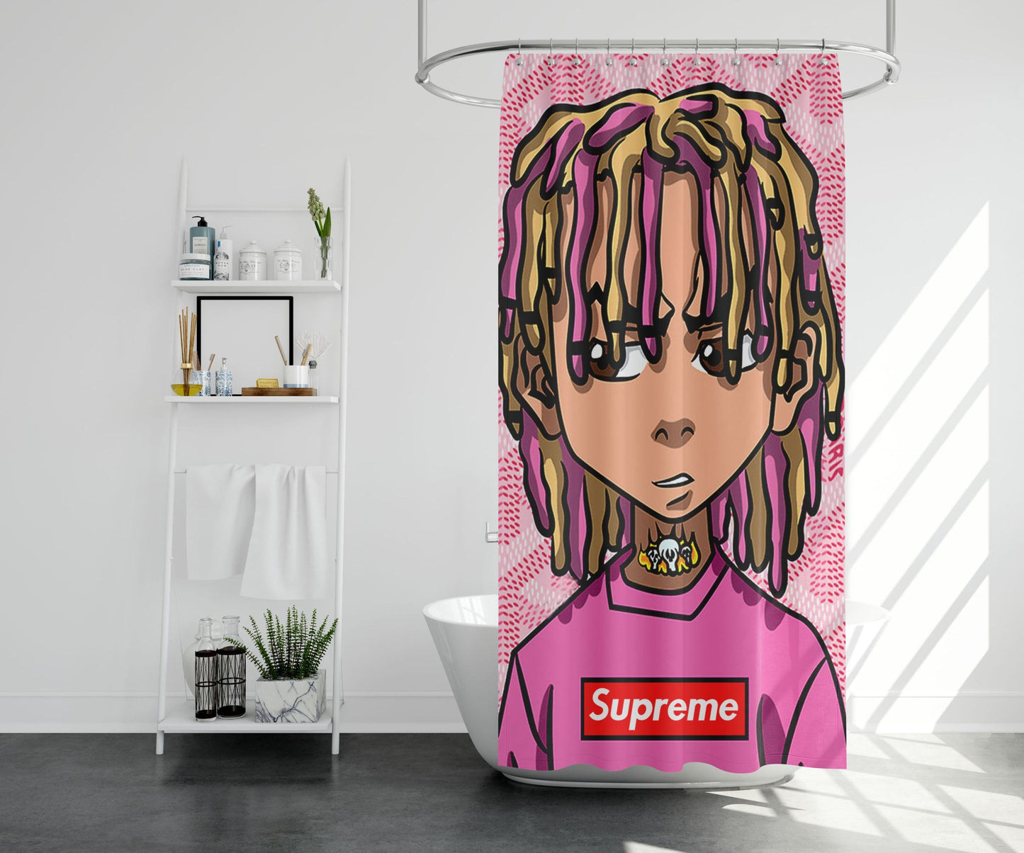 Lil Pump X Supreme Shower Curtain Farmhouse Bathroom Decor