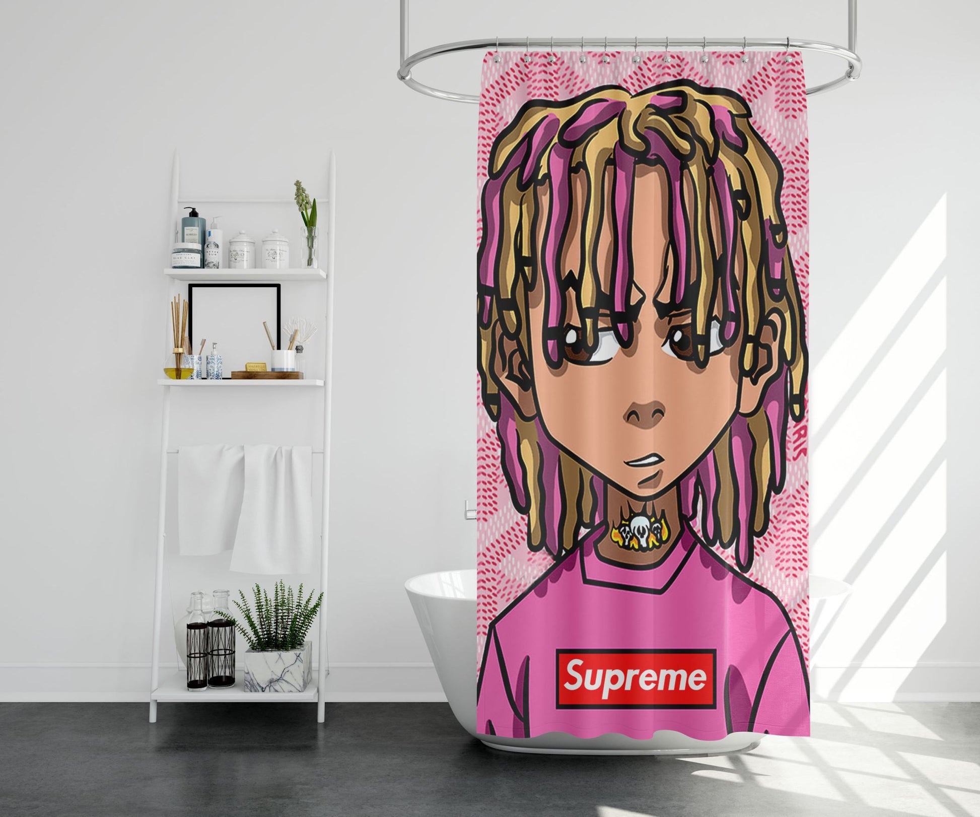 Lil Pump X Supreme Shower Curtain Farmhouse Bathroom Decor