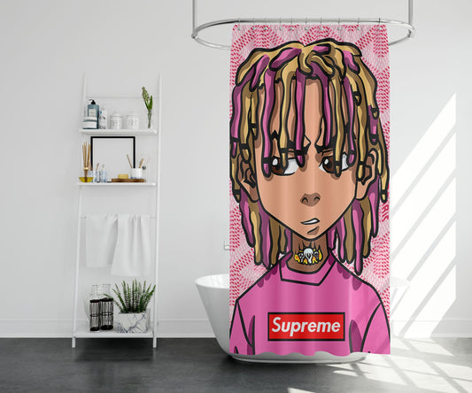 Lil Pump X Supreme Shower Curtain Farmhouse Bathroom Decor