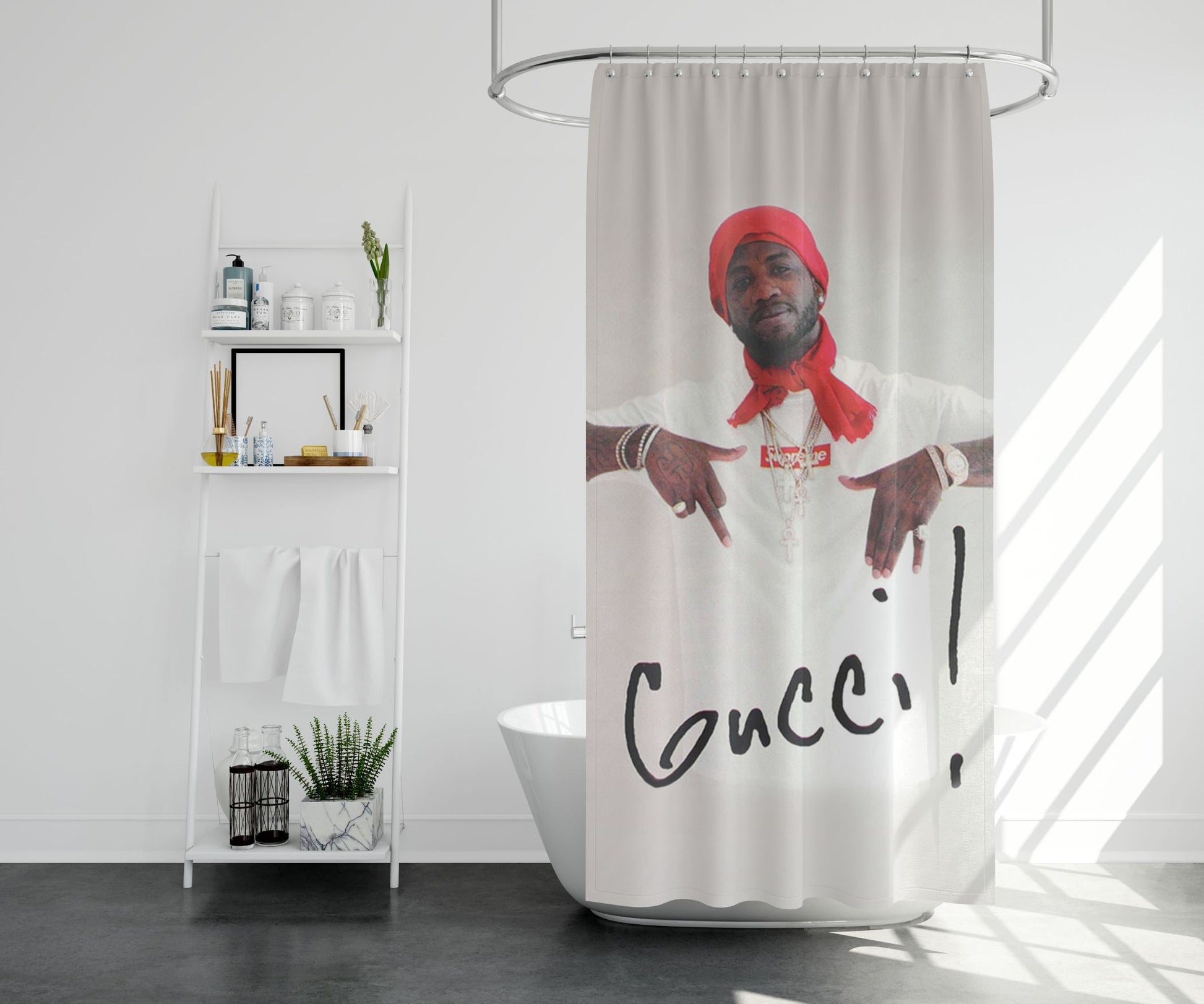 Supreme Gucci Mane Shower Curtain Farmhouse Bathroom Decor