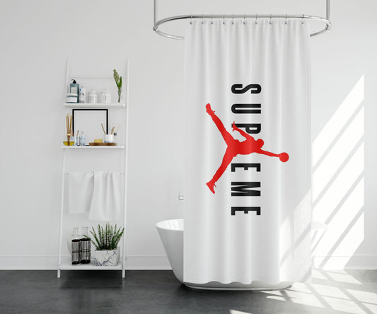 Supreme Jordan White Shower Curtain Farmhouse Bathroom Decor