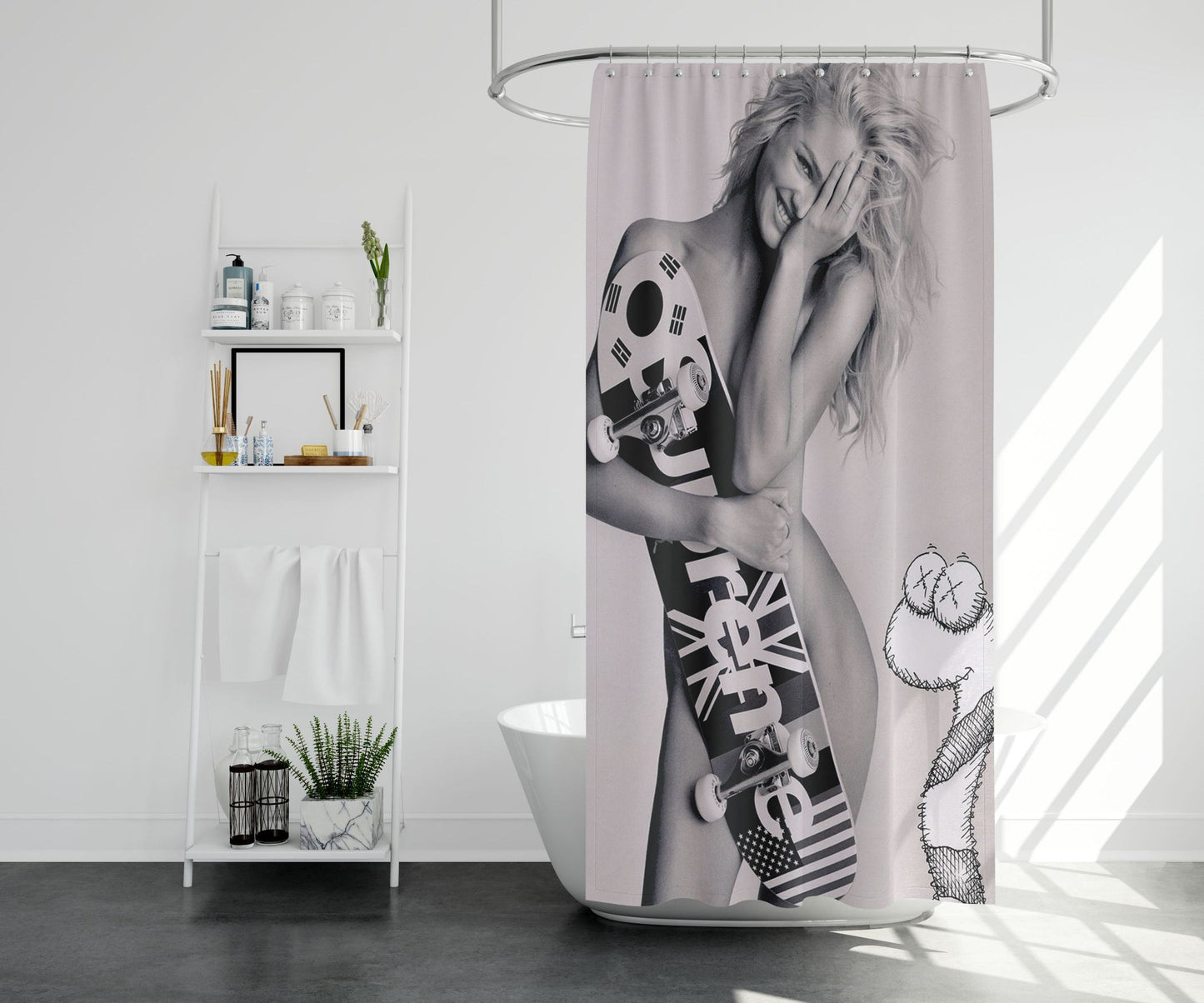 Supreme Skateboard Rings Jennifer Fisher Shower Curtain Farmhouse Bathroom Decor