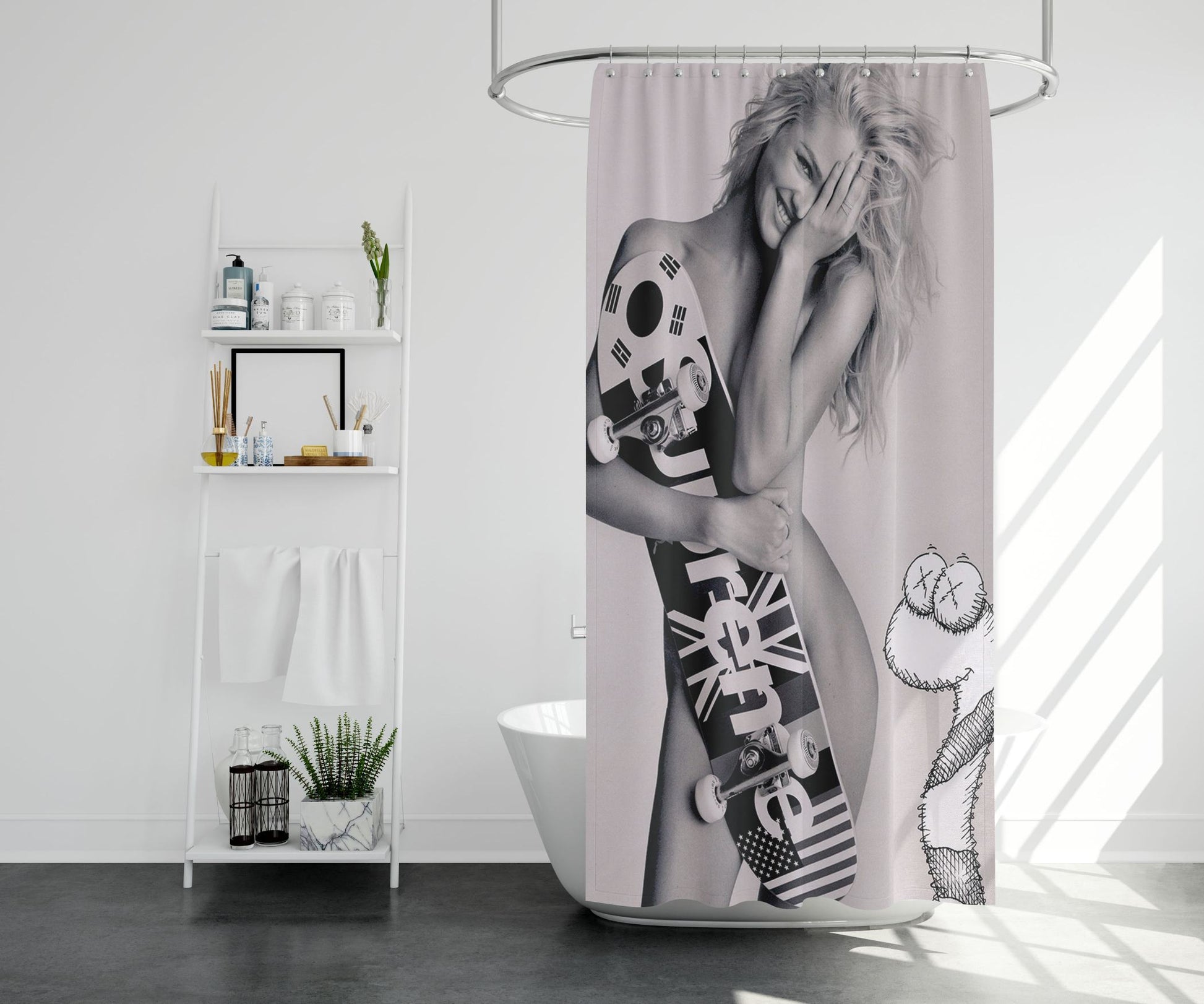 Supreme Skateboard Rings Jennifer Fisher Shower Curtain Farmhouse Bathroom Decor
