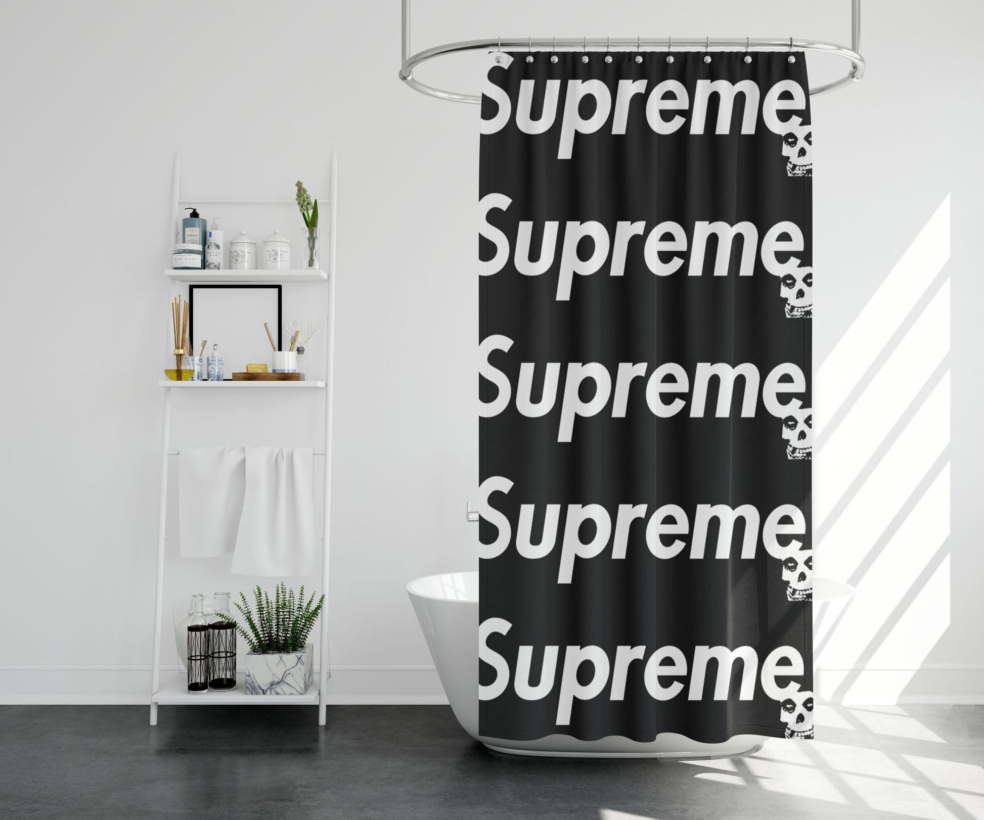 Supreme Skull Shower Curtain Farmhouse Bathroom Decor