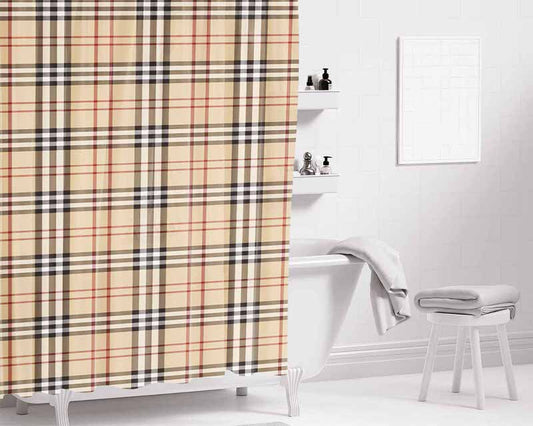 Burberry Scarf Bathroom Shower Curtain Fabric Waterproof | 66 X 72 Inch