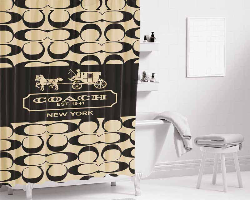 Coach Logo Wallpaper Bathroom Shower Curtain Fabric Waterproof | 66 X 72 Inch