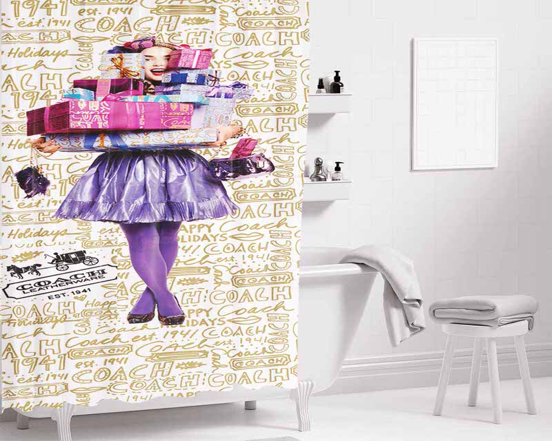 Coach New Cool Bathroom Shower Curtain Fabric Waterproof | 66 X 72 Inch