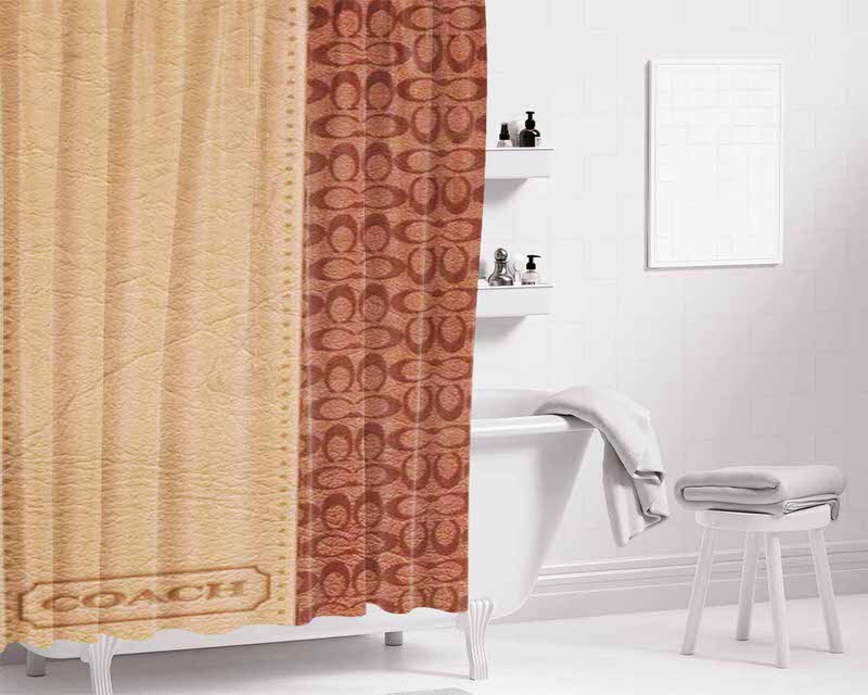 Coach New York Brown Leather Bathroom Shower Curtain Fabric Waterproof | 66 X 72 Inch