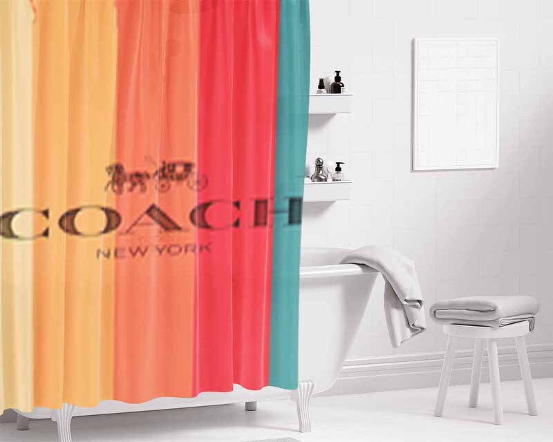 Coach New York Stripe Bathroom Shower Curtain Fabric Waterproof | 66 X 72 Inch