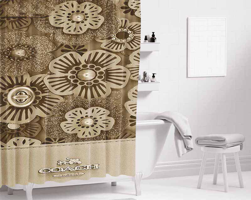 Coach New York Tea Rose Bathroom Shower Curtain Fabric Waterproof | 66 X 72 Inch
