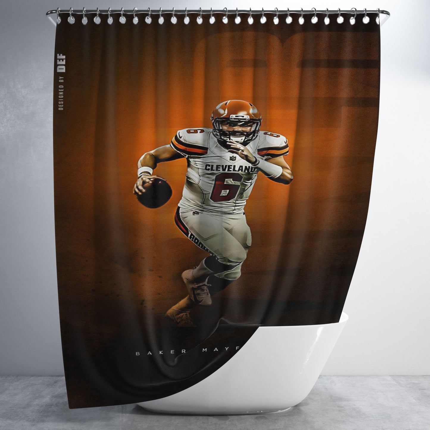 Baker Mayfield Cleveland Browns Bathroom Shower Curtain Fabric Waterproof | 66 X 72 Inch
