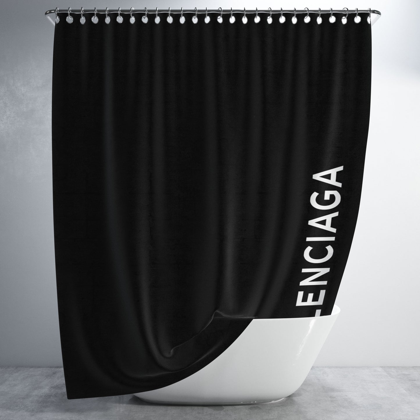 Balenciaga Logo Black Bathroom Shower Curtain Fabric Waterproof | 66 X 72 Inch