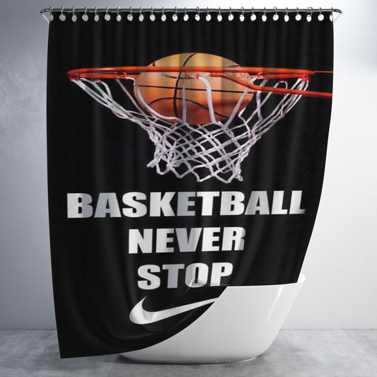 Personalized Basketball Never Stop Nike Shower Curtain Farmhouse Bathroom Decor
