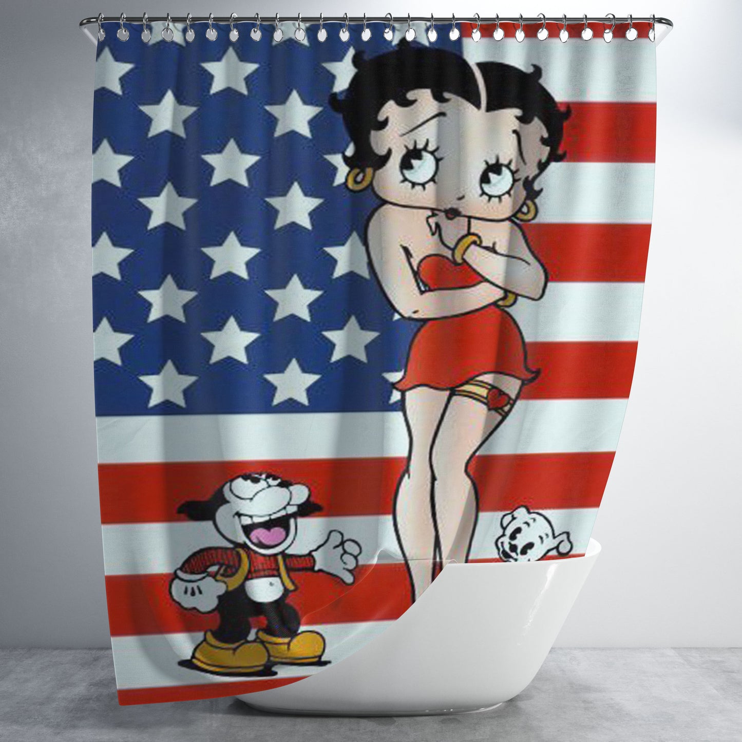 Betty Boop 2 Bathroom Shower Curtain Fabric Waterproof | 66 X 72 Inch
