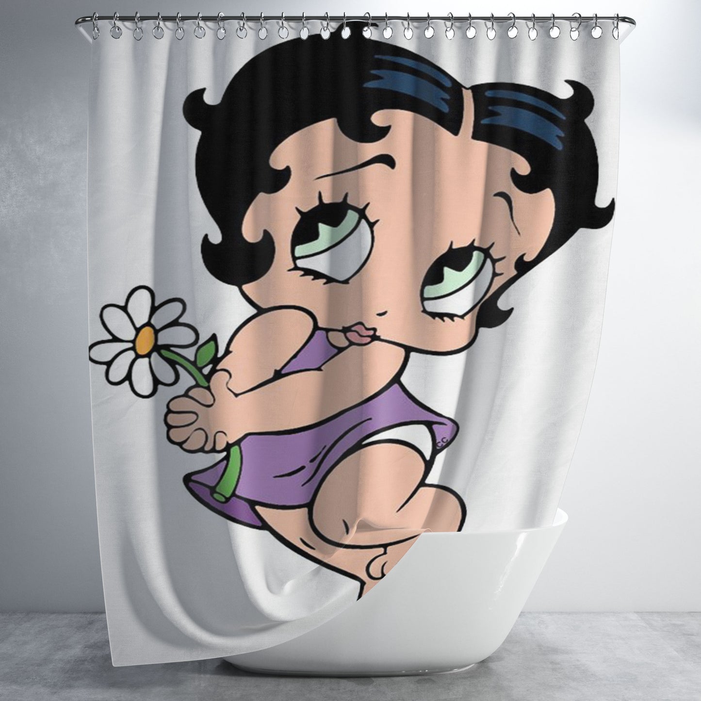 Betty Boop Cute Bathroom Shower Curtain Fabric Waterproof | 66 X 72 Inch