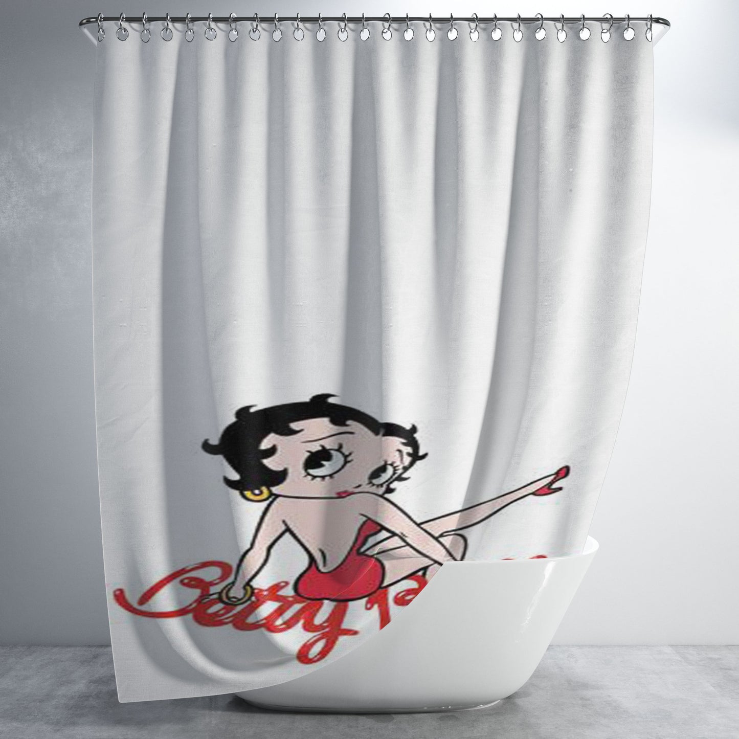 Betty Boop Sexy Red Dress Bathroom Shower Curtain Fabric Waterproof | 66 X 72 Inch