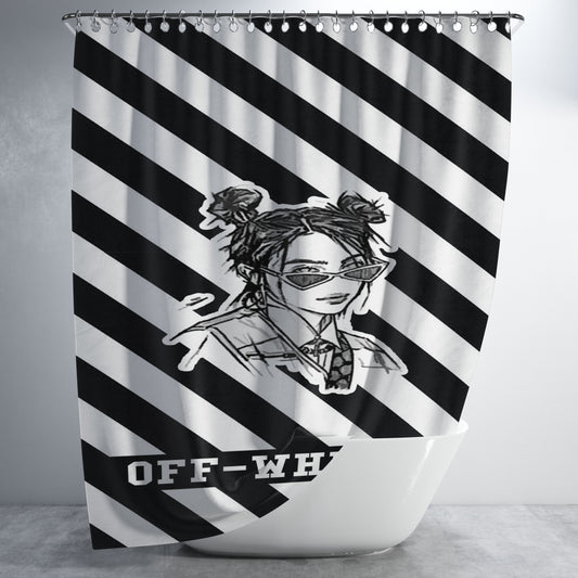 Personalized Billie Eilish Off White Stripe Pattern Shower Curtain Farmhouse Bathroom Decor