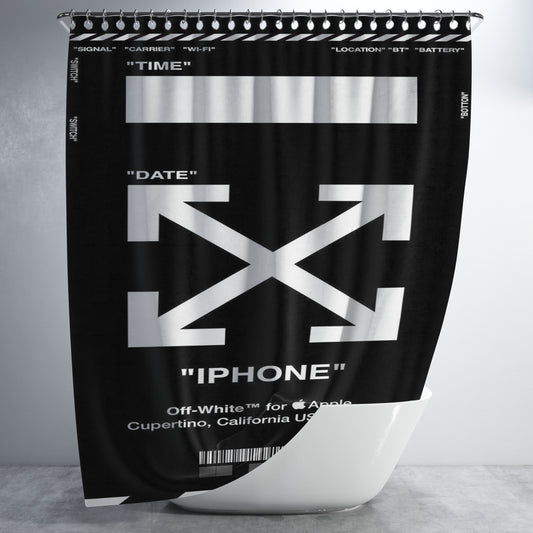 Personalized Black Off White Virgil Abloh Arrow Shower Curtain Farmhouse Bathroom Decor
