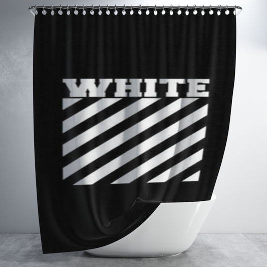 Personalized Black Off White Shower Curtain Farmhouse Bathroom Decor
