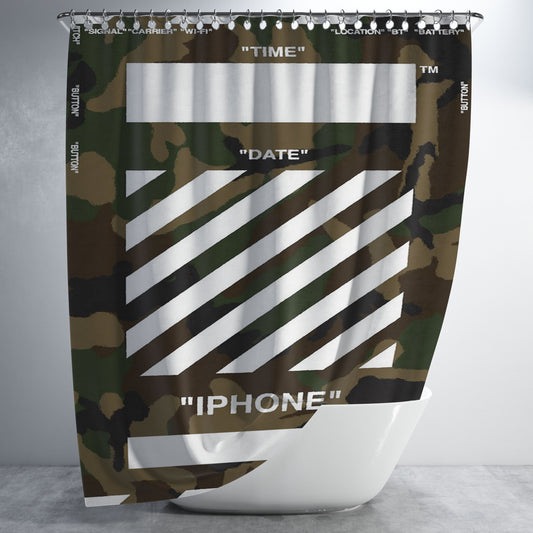 Personalized Camouflage Off White Style Shower Curtain Farmhouse Bathroom Decor