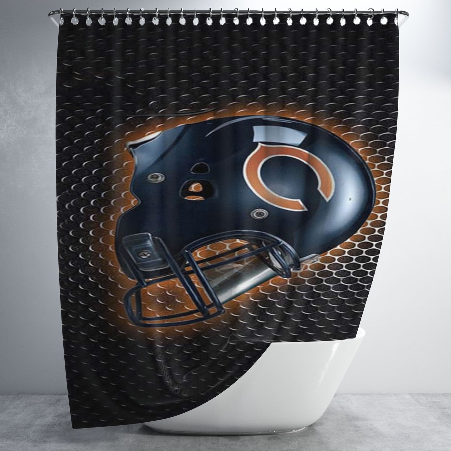 Chicago Bears Helmet Bathroom Shower Curtain Fabric Waterproof | 66 X 72 Inch