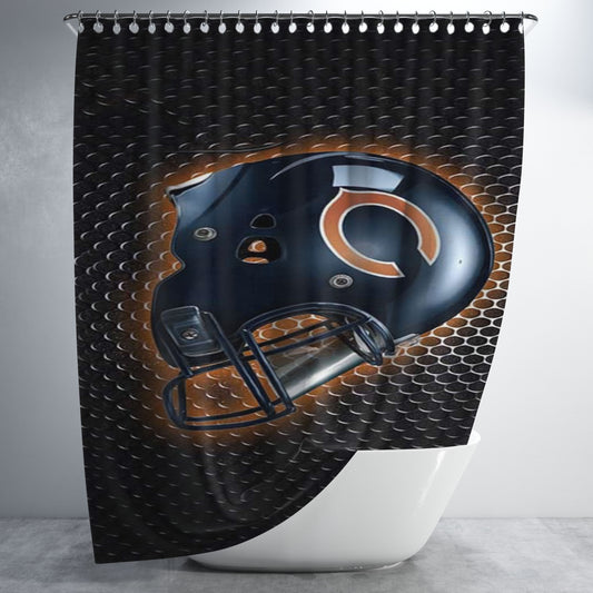 Personalized Chicago Bears Helmet Shower Curtain Farmhouse Bathroom Decor