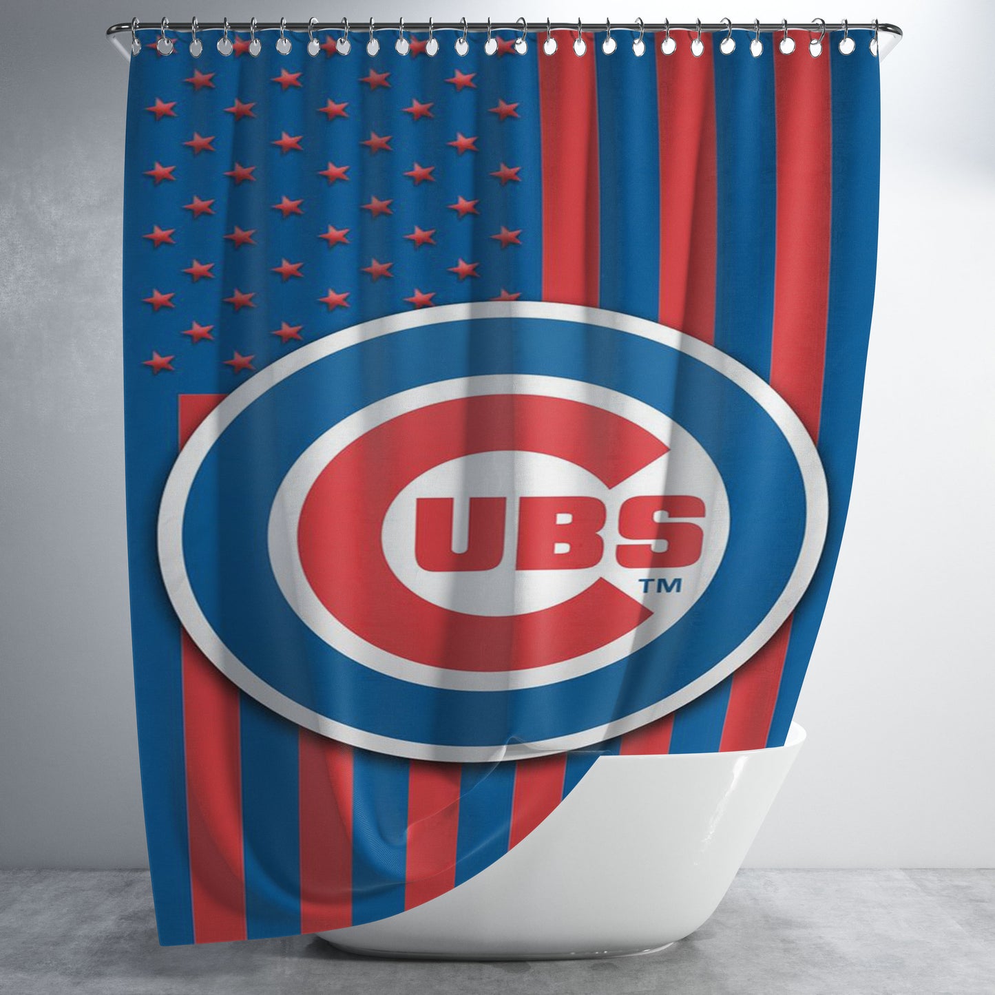 Chicago Cubs America Forever Bathroom Shower Curtain Fabric Waterproof | 66 X 72 Inch