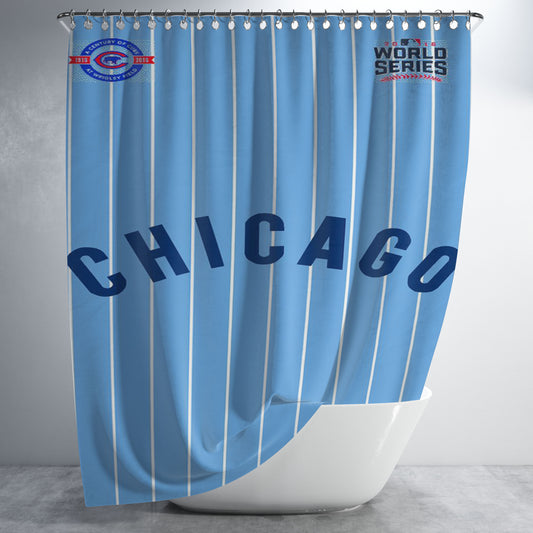 Personalized Chicago Cubs Blue 2 Shower Curtain Farmhouse Bathroom Decor