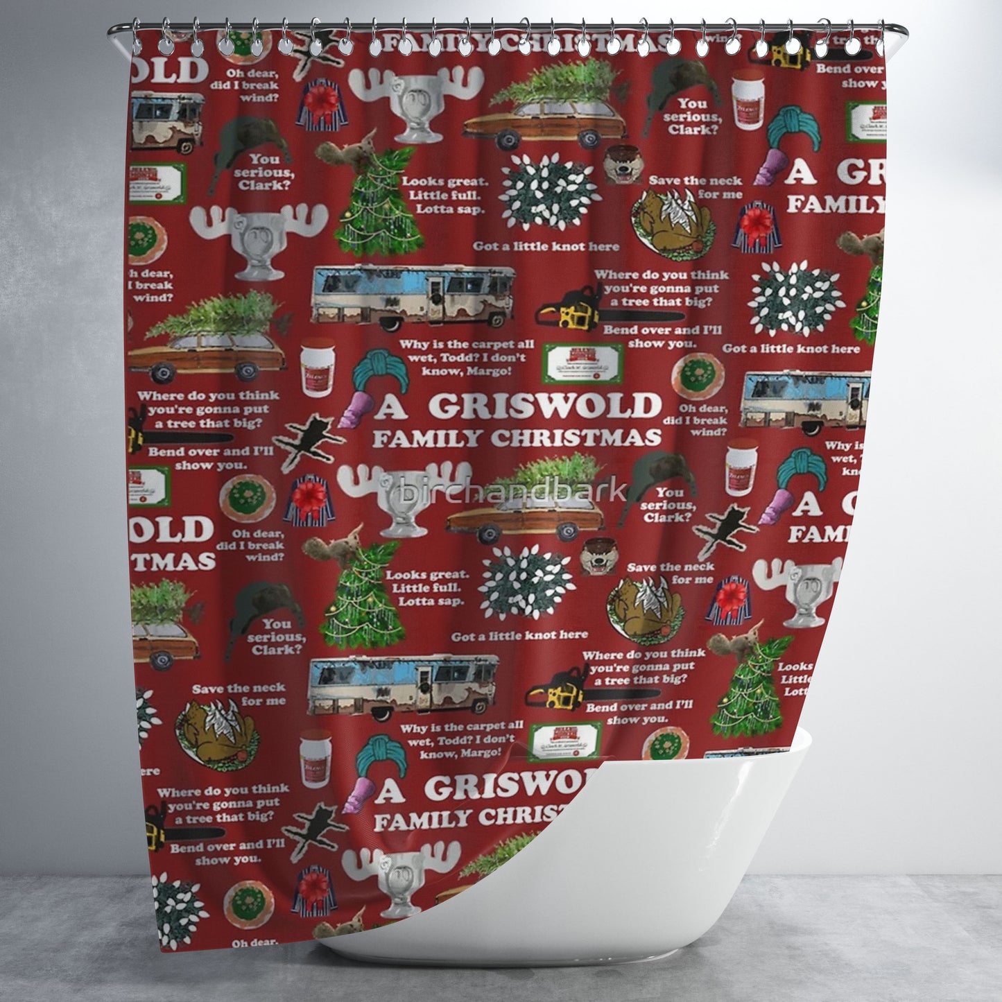 Christmas Vacation Collage Bathroom Shower Curtain Fabric Waterproof | 66 X 72 Inch