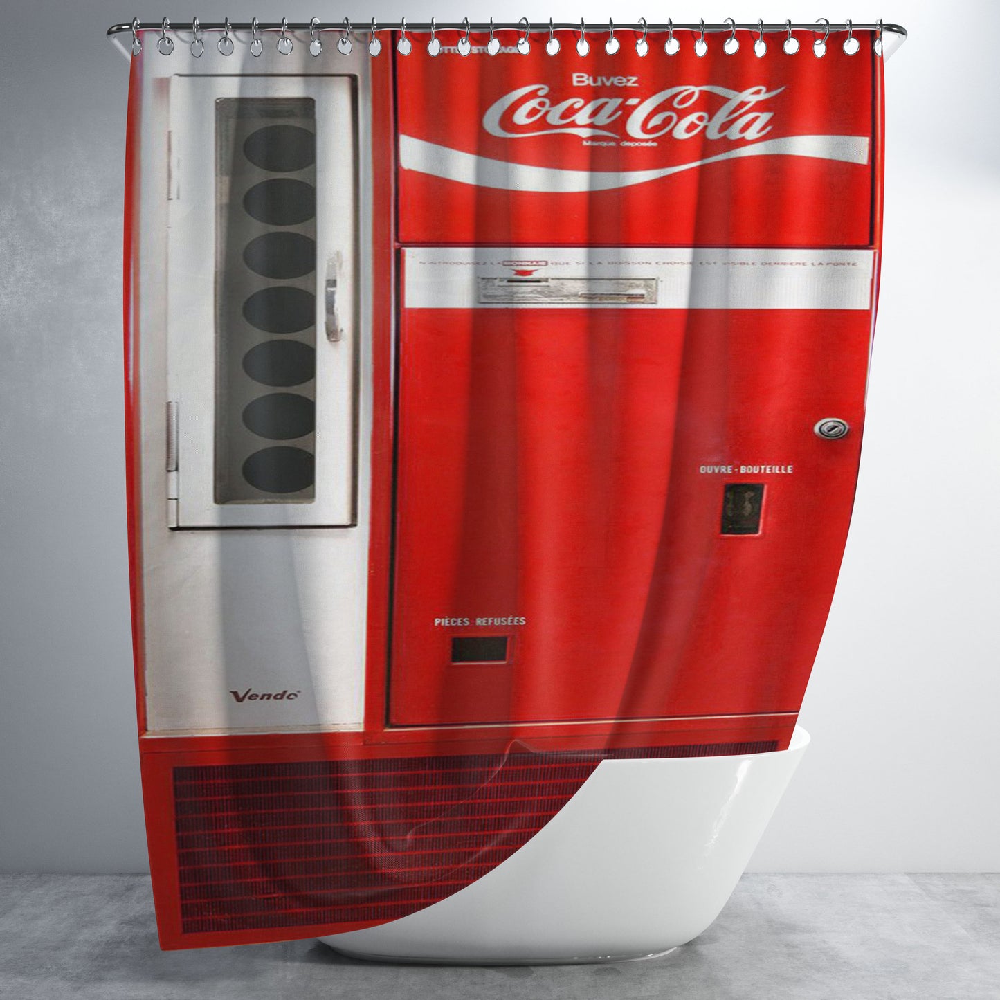 Classic Retro Coca Cola Vending Machine Bathroom Shower Curtain Fabric Waterproof | 66 X 72 Inch