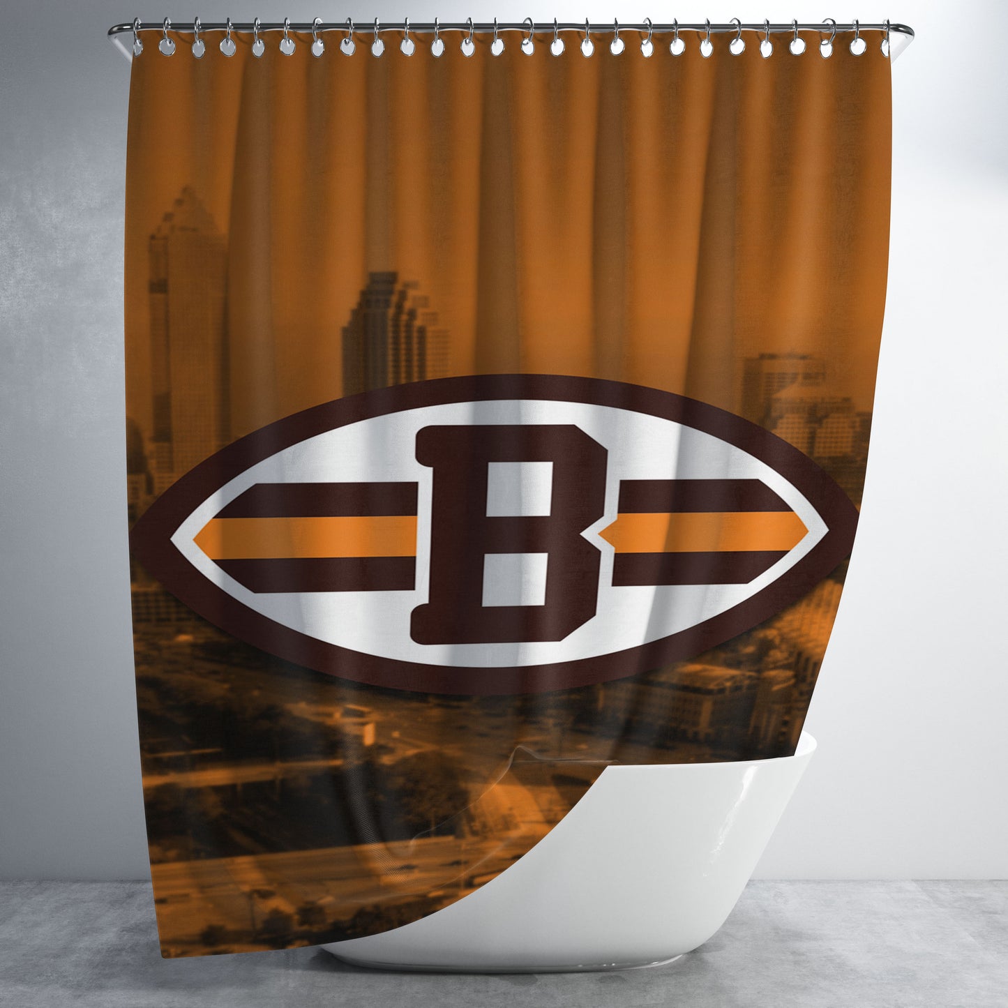 Cleveland Browns Emblem Bathroom Shower Curtain Fabric Waterproof | 66 X 72 Inch