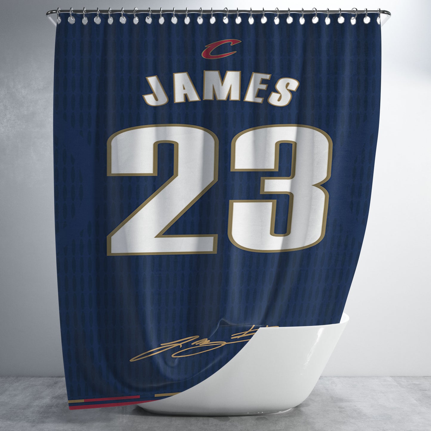 Cleveland Cavaliers James Blue Bathroom Shower Curtain Fabric Waterproof | 66 X 72 Inch