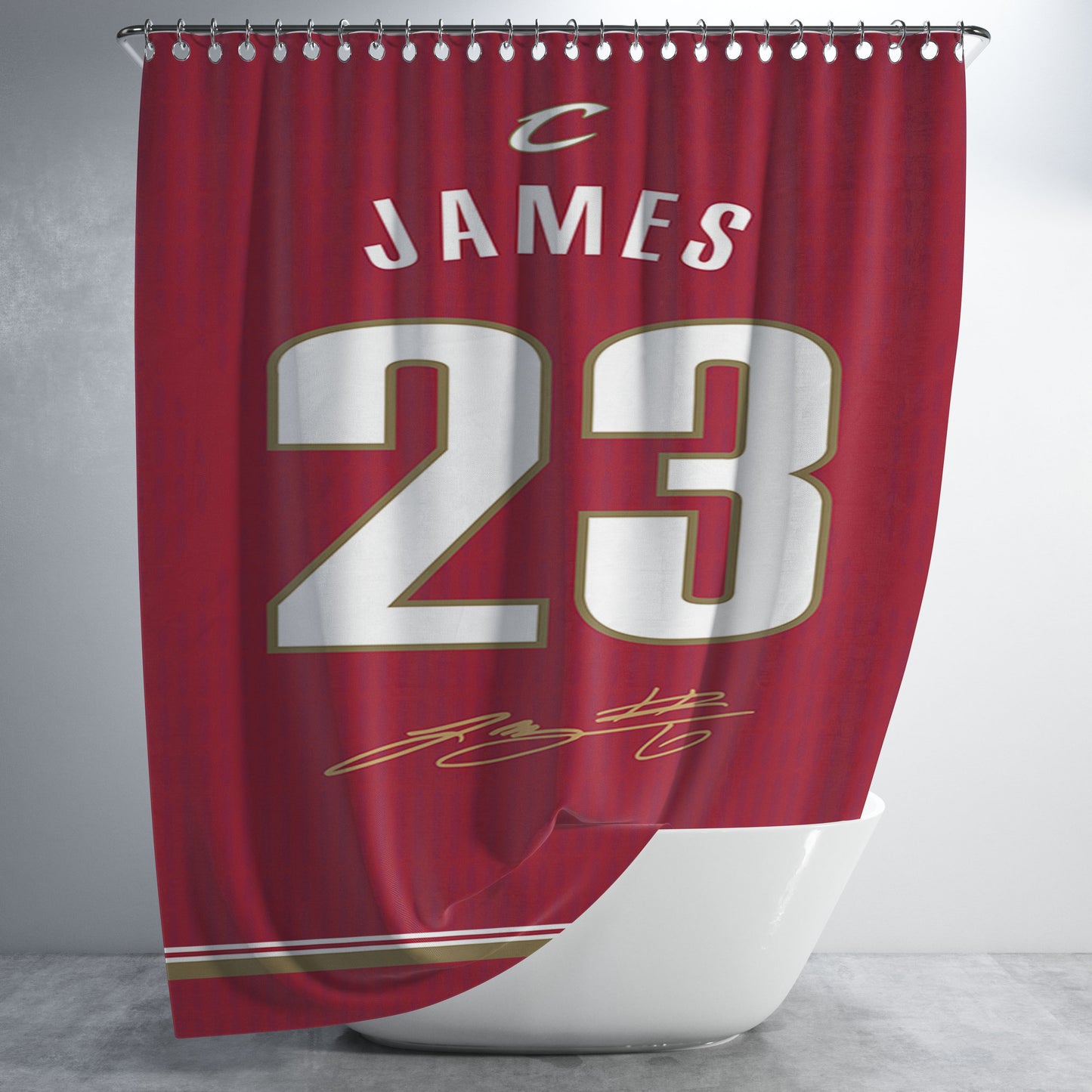 Cleveland Cavaliers James Red Bathroom Shower Curtain Fabric Waterproof | 66 X 72 Inch