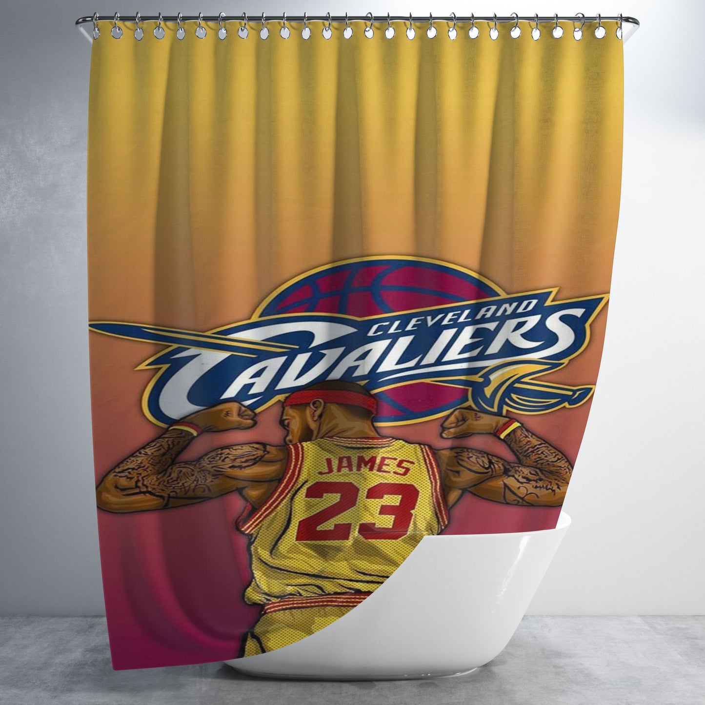 Cleveland Cavaliers James Bathroom Shower Curtain Fabric Waterproof | 66 X 72 Inch